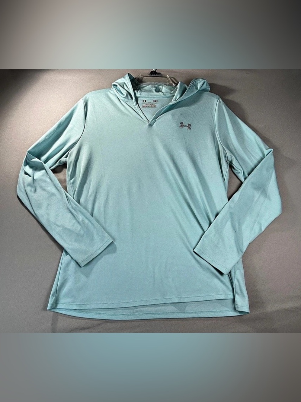 Under Armour HeatGear Long Sleeve Hooded Shirt Blue Size Large